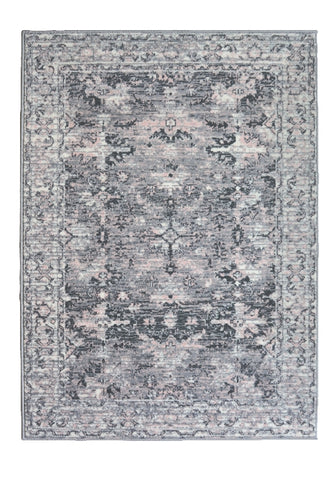 Vintage inspired grey rug with elegant detailing.