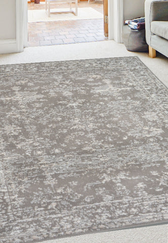 Natural rug with traditional inspired pattern.