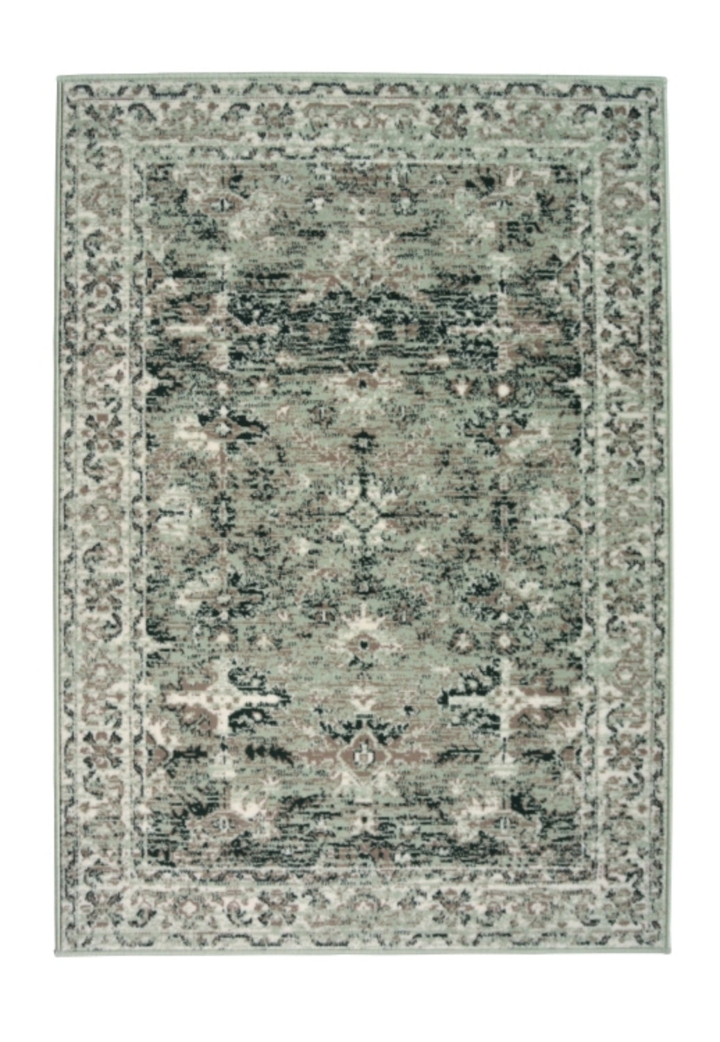 Neutral green rug for modern and classic interiors.