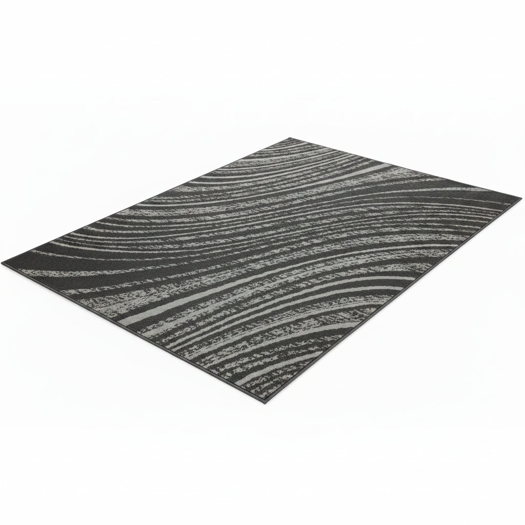 Stylish swirl pattern rug for contemporary interiors.