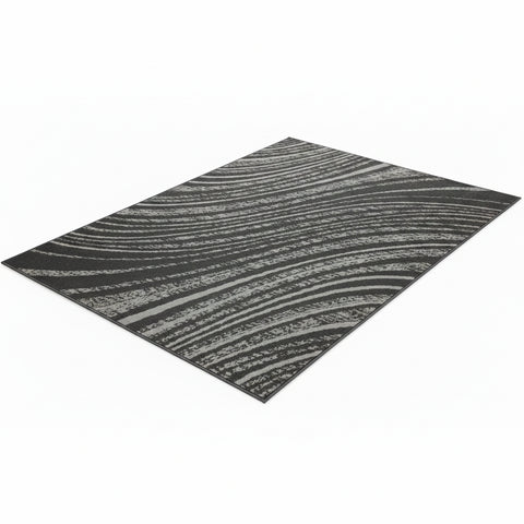 Stylish swirl pattern rug for contemporary interiors.
