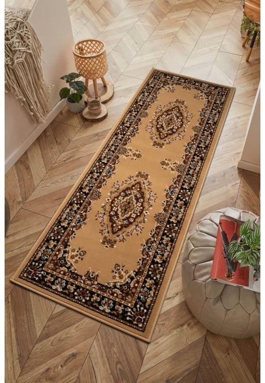 Berber runner rug with subtle geometric pattern design.