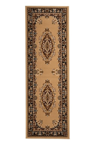 Hallway runner with ethnic inspired geometric texture.