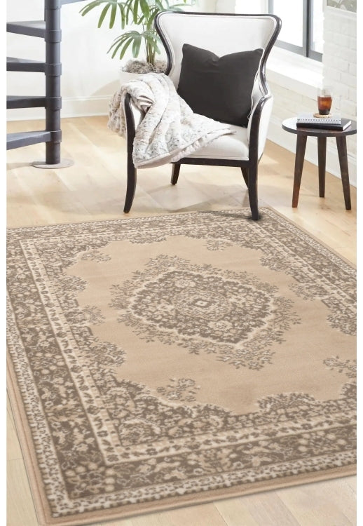 Natural rug with timeless traditional design.