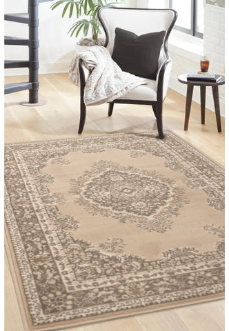 Natural rug with timeless traditional design.
