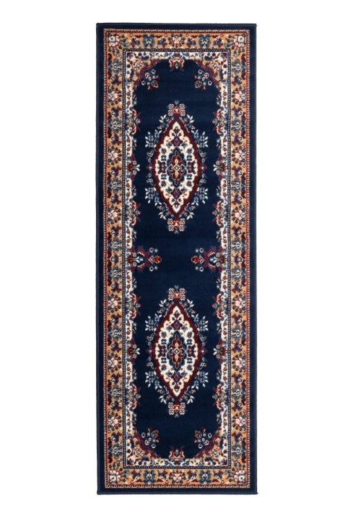 Hallway runner in rich navy tones for stylish interiors.