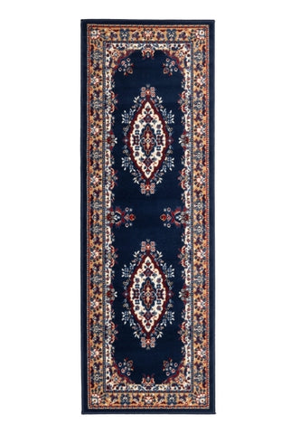 Hallway runner in rich navy tones for stylish interiors.