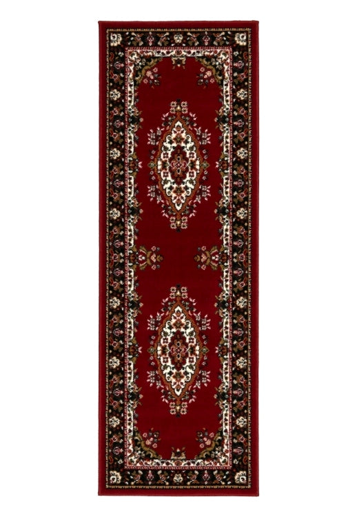 Hallway runner in rich red tones for stylish interiors.