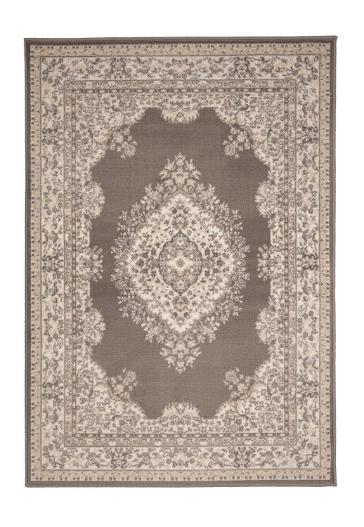 Neutral taupe rug for modern and classic interiors.