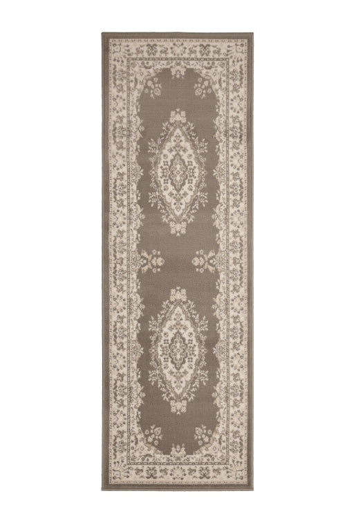 Hallway runner in soft taupe tones for elegant interiors.