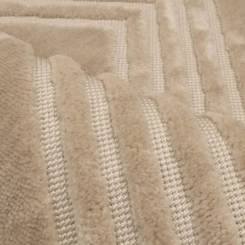 Low maintenance rug with strong woven construction.