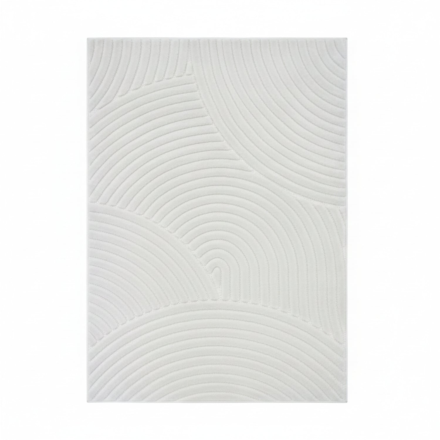 Textured rug with curved pattern and 3D effect.