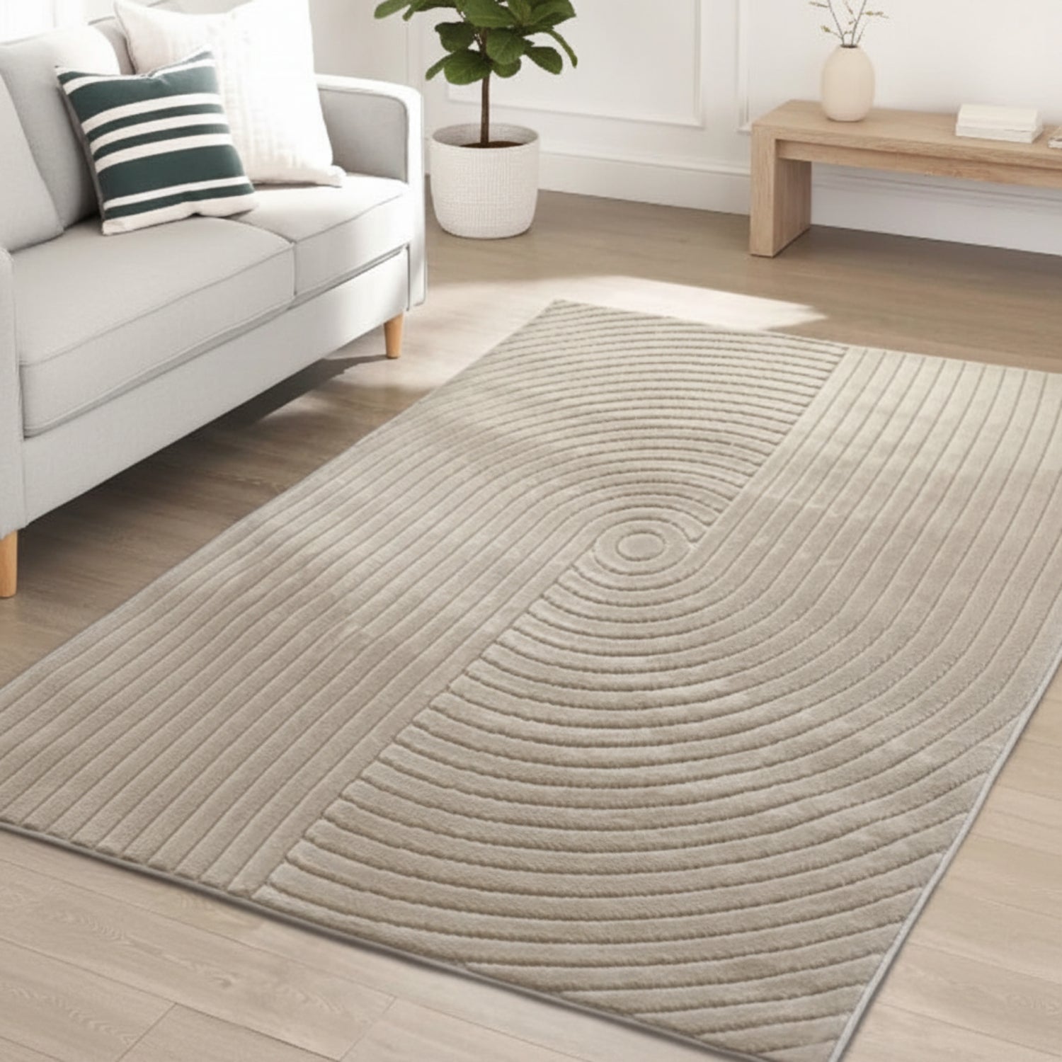 Stylish rug with detailed knot pattern and depth.