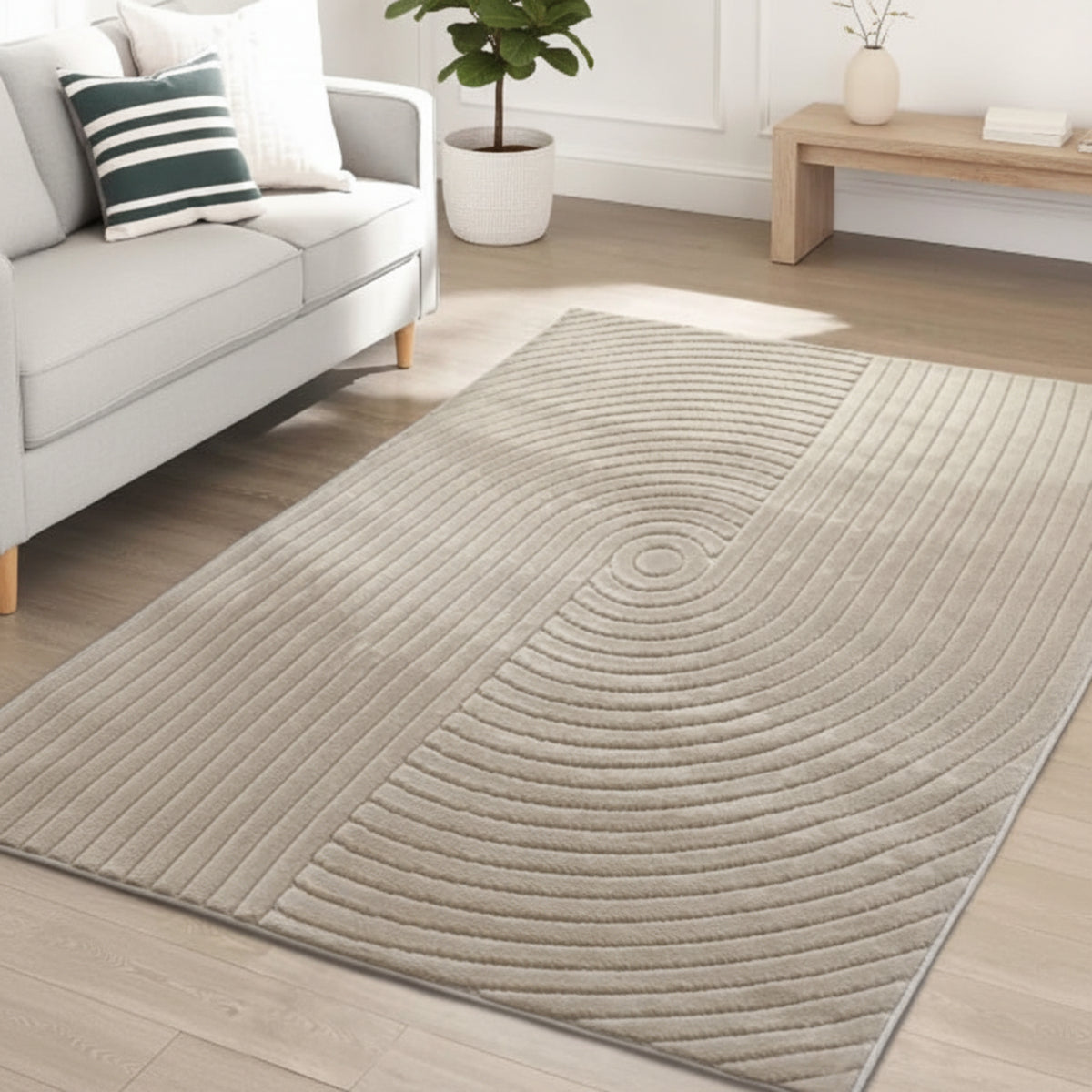 Stylish rug with detailed knot pattern and depth.