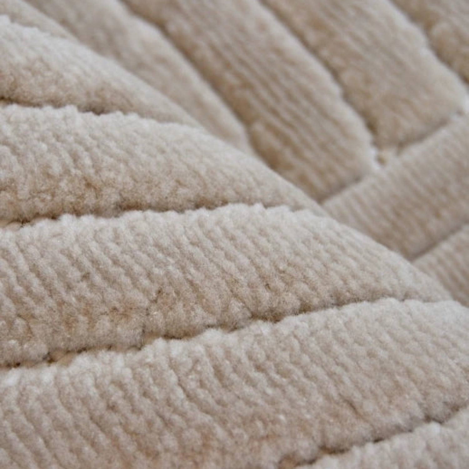 Machine woven rug with durable and easy care fabric.