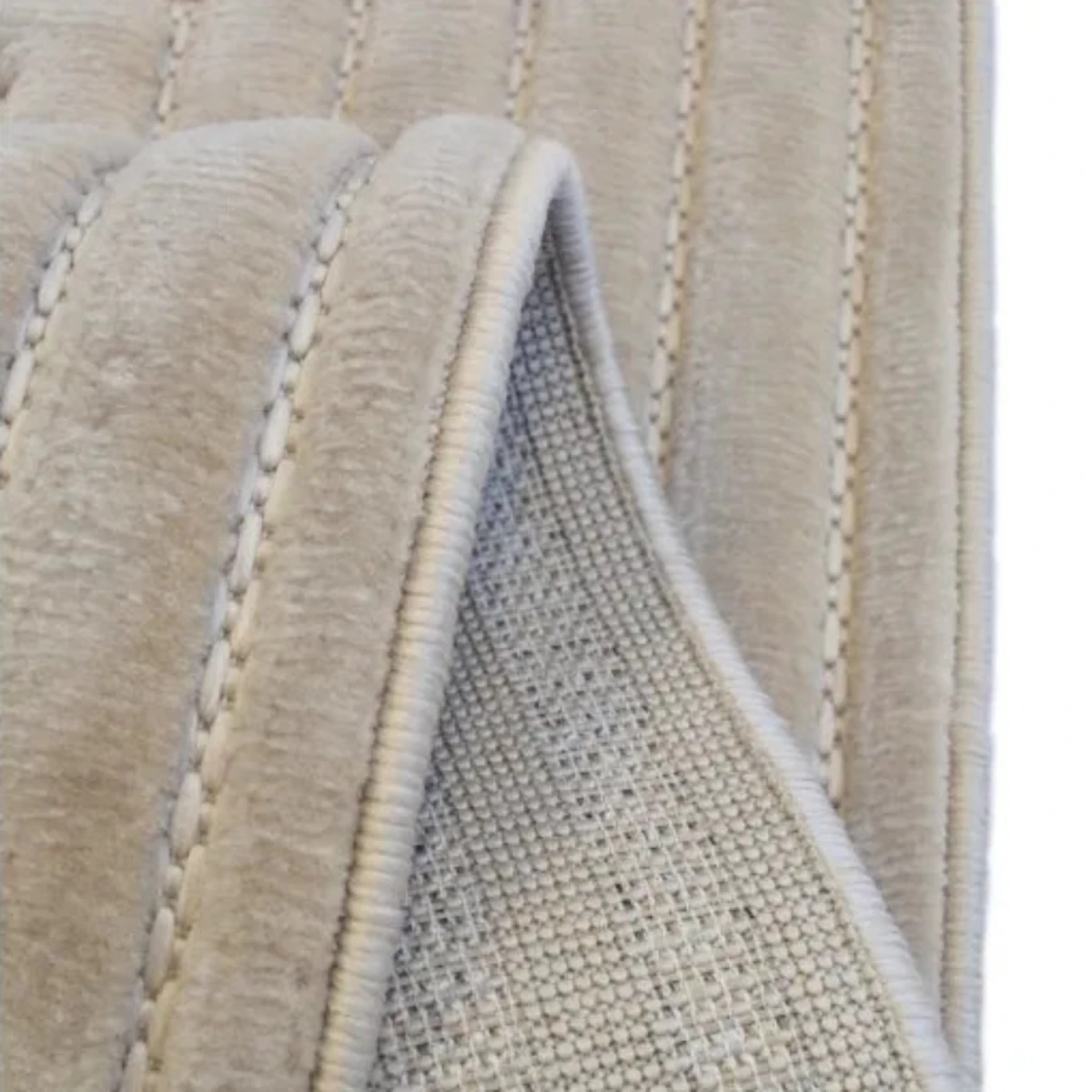 Contemporary rug with tone on tone square detailing.