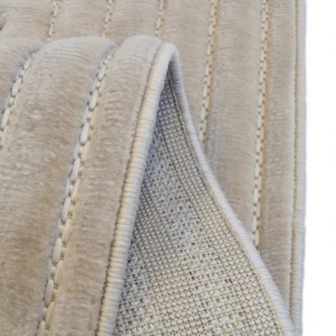 Contemporary rug with tone on tone square detailing.