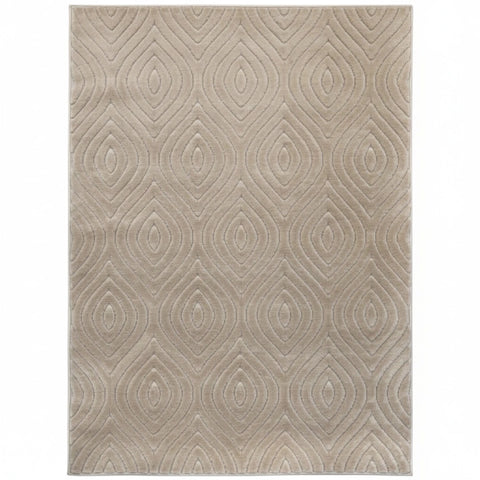 Stylish rug with flowing tear drop shapes adding depth.