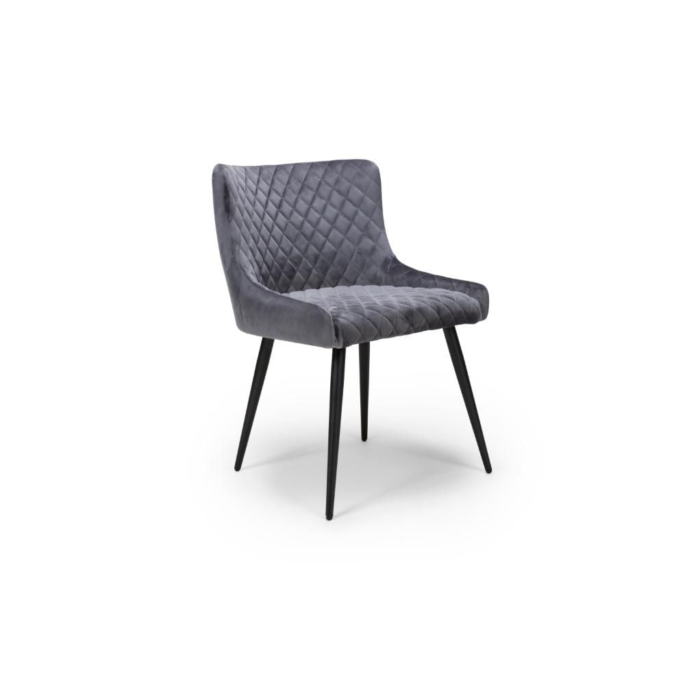 Malmo Fabric Grey Dining Chair- Side Angle view