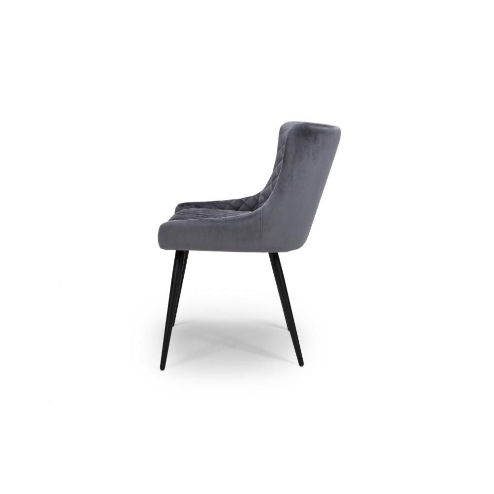 Malmo Fabric Grey Dining Chair - Side view