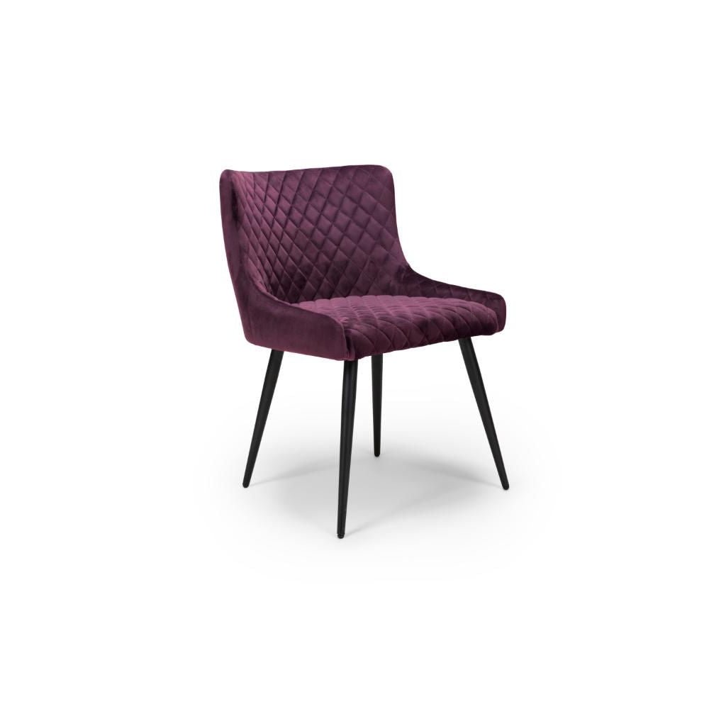 Malmo Fabric Mulberry Dining Chair – Mulberry - Side Angle view