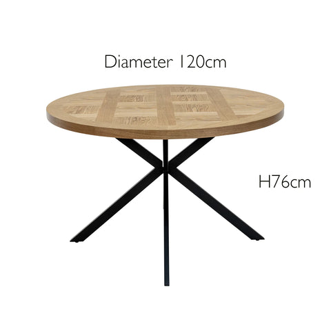 Malmo 120cm Oak Parquet Round Dining Table - Pendle Village Furniture