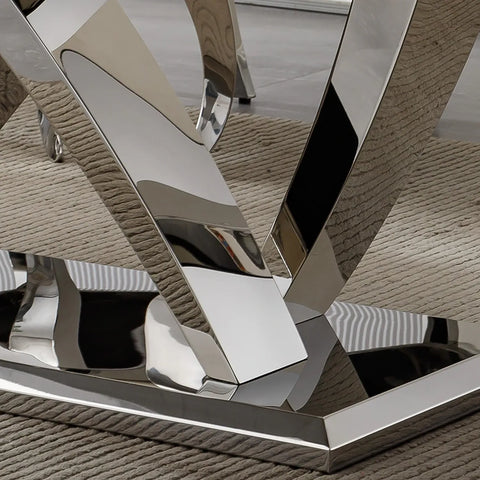 Marbella Grey Marble Dining Table with Chrome Base - Pendle Village Furniture
