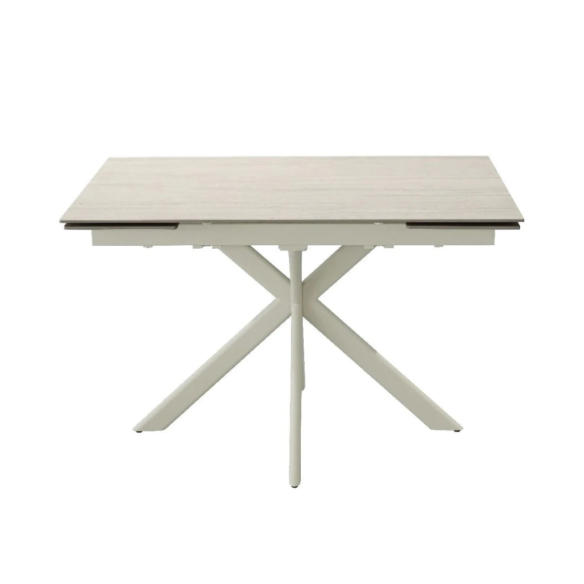 Modern beige dining table with geometric base