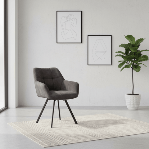 Mario Charcoal Jade Velvet Fabric Dining Chairs - Set of 4