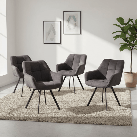 Mario Charcoal Jade Velvet Fabric Dining Chairs - Set of 4