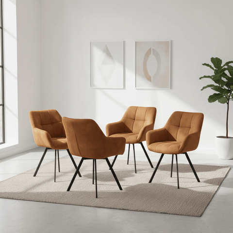 Mario Rust Jade Velvet Fabric Dining Chairs - Set of 4