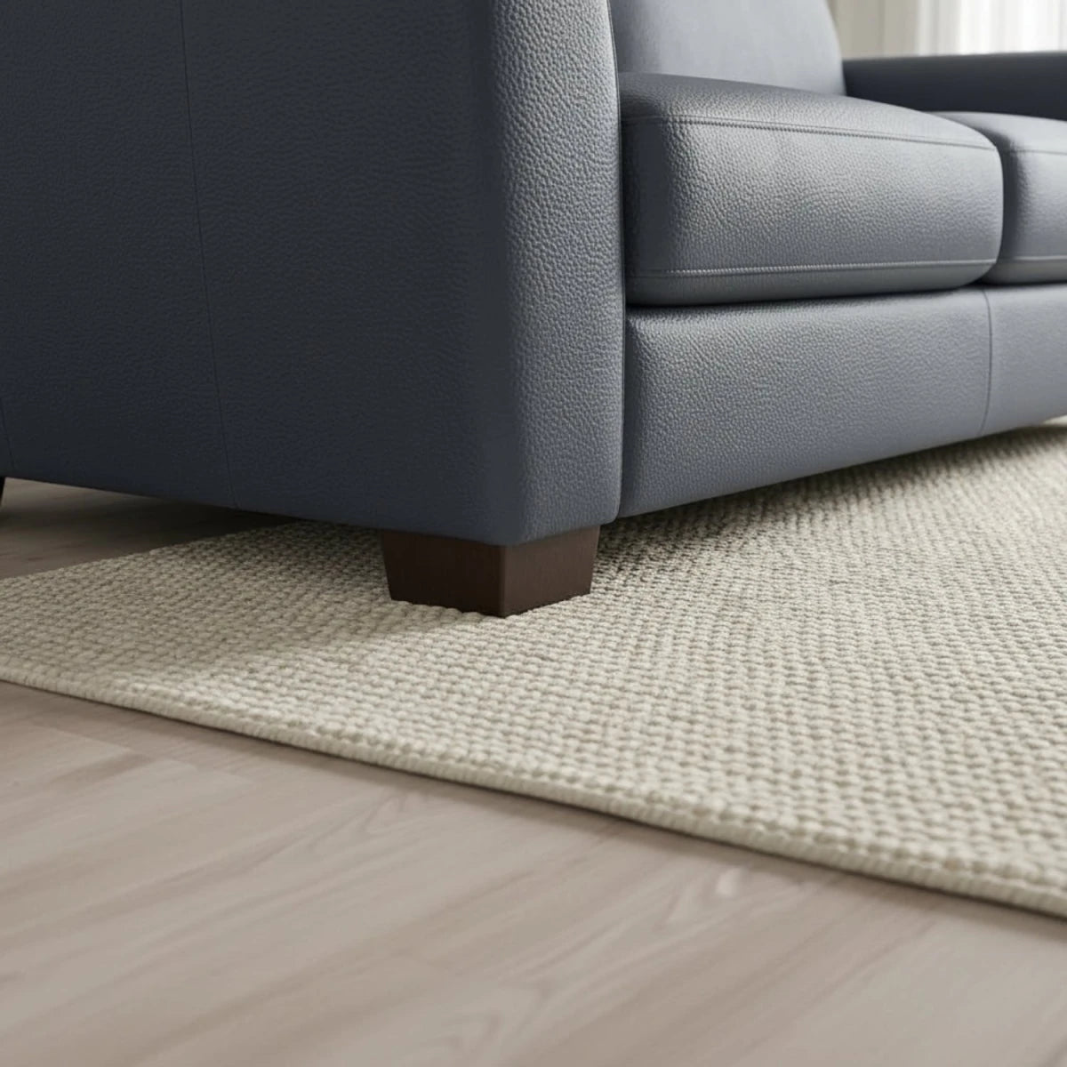 Minimalist sofa feet complementing modern leather design.