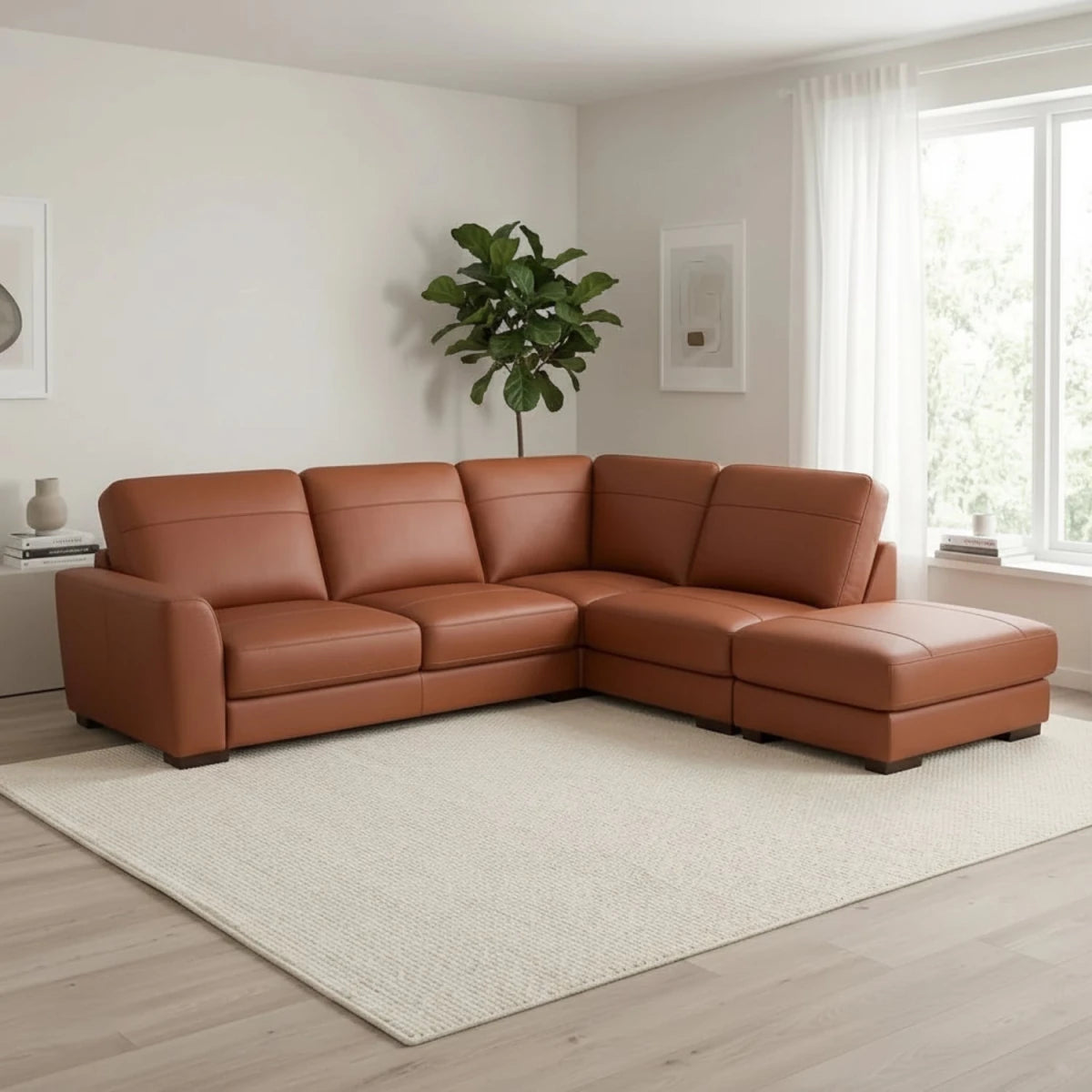 Stylish leather corner sofa with refined design and strong structure.