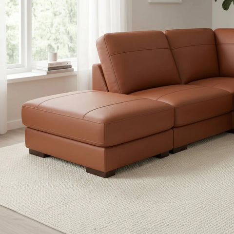 Stylish leather corner sofa with refined design and strong structure.