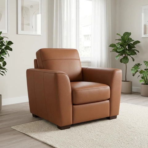 Comfortable accent chair with premium leather upholstery.