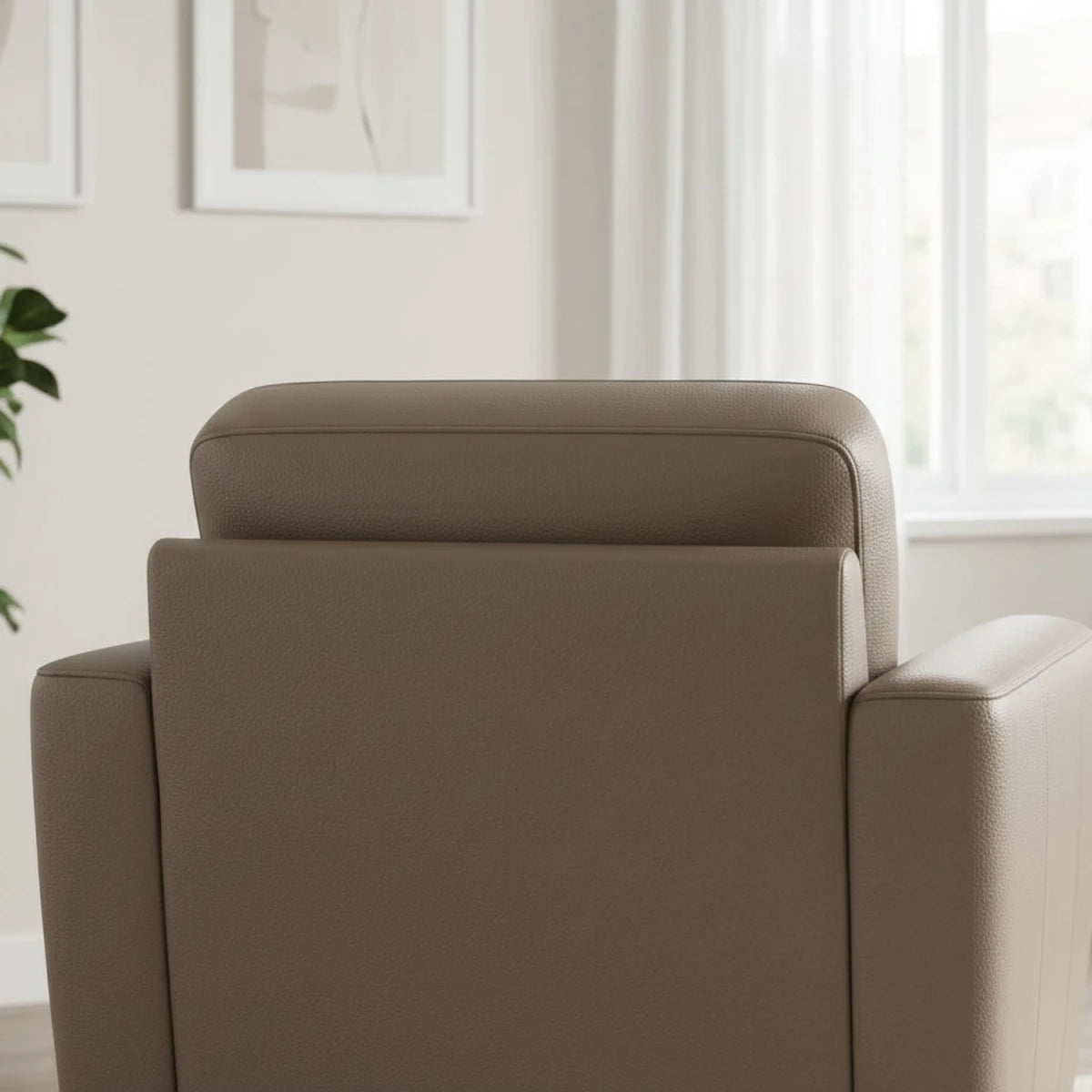 Modern armchair with serpentine spring support and elegant finish.