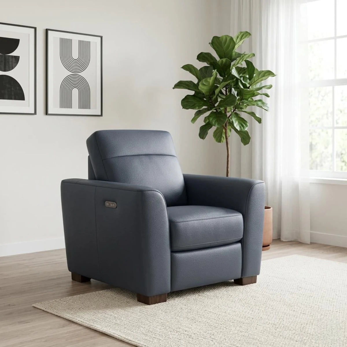 Comfortable power recliner chair with supportive foam seating,