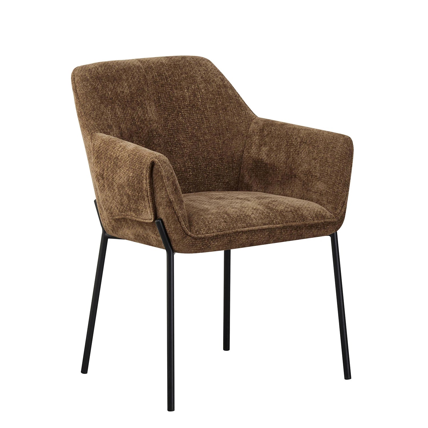 Marlow Brown Fabric Dining Chairs with Black Metal Legs – Set of 4 - Pendle Village Furniture