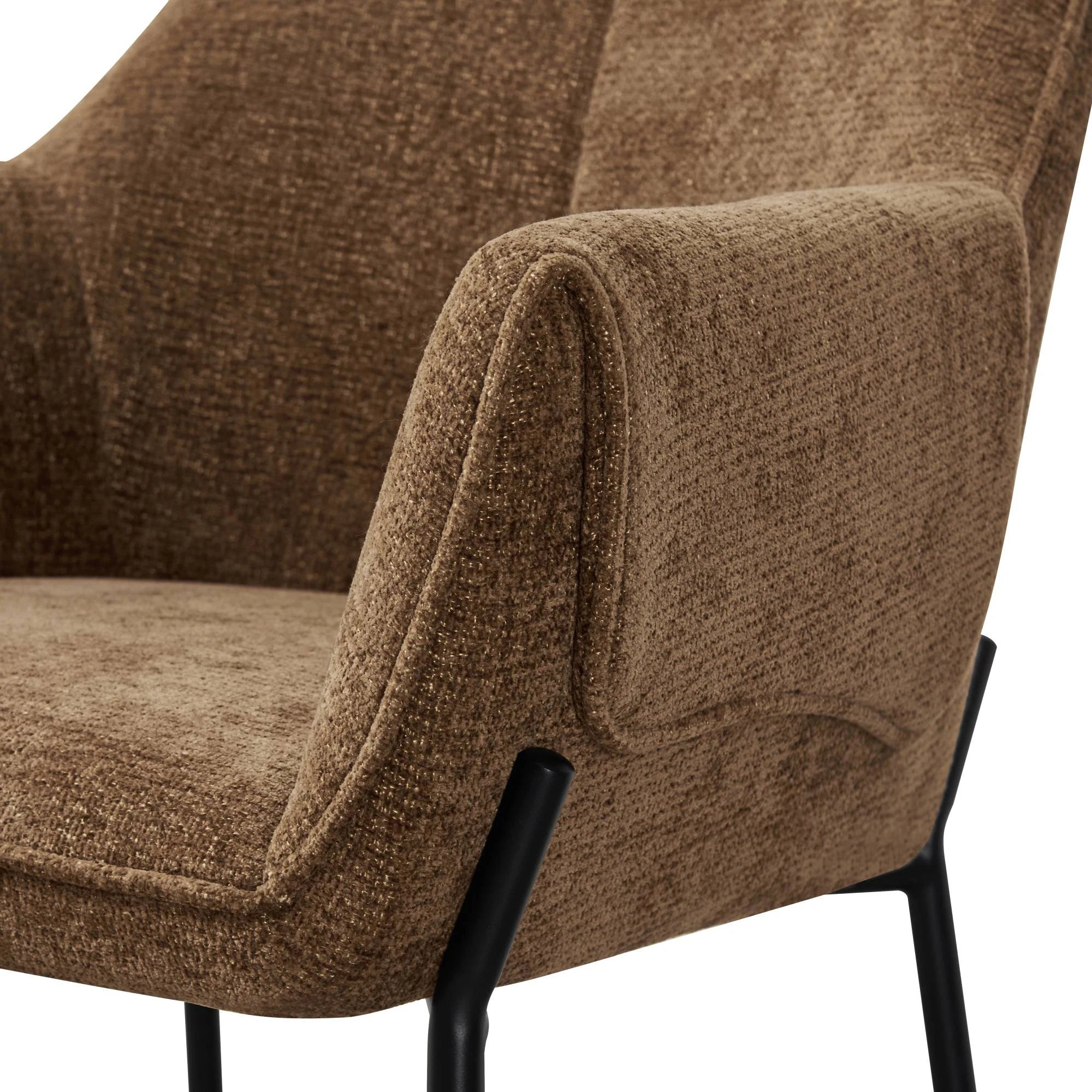 Marlow Brown Fabric Dining Chairs with Black Metal Legs – Set of 4 - Pendle Village Furniture