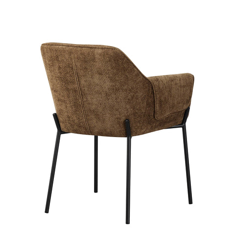 Marlow Brown Fabric Dining Chairs with Black Metal Legs – Set of 4 - Pendle Village Furniture