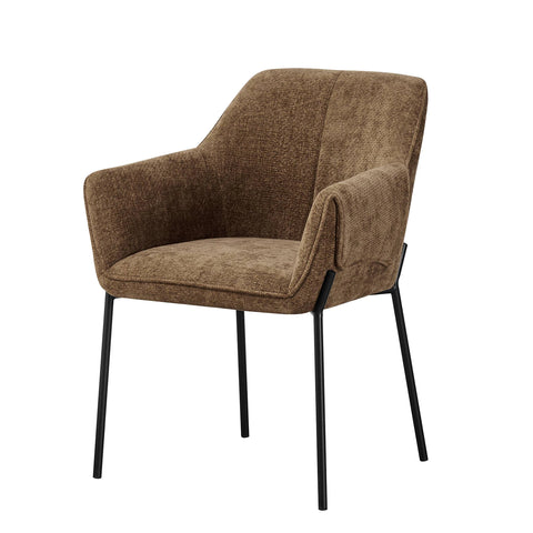 Marlow Brown Fabric Dining Chairs with Black Metal Legs – Set of 4 - Pendle Village Furniture