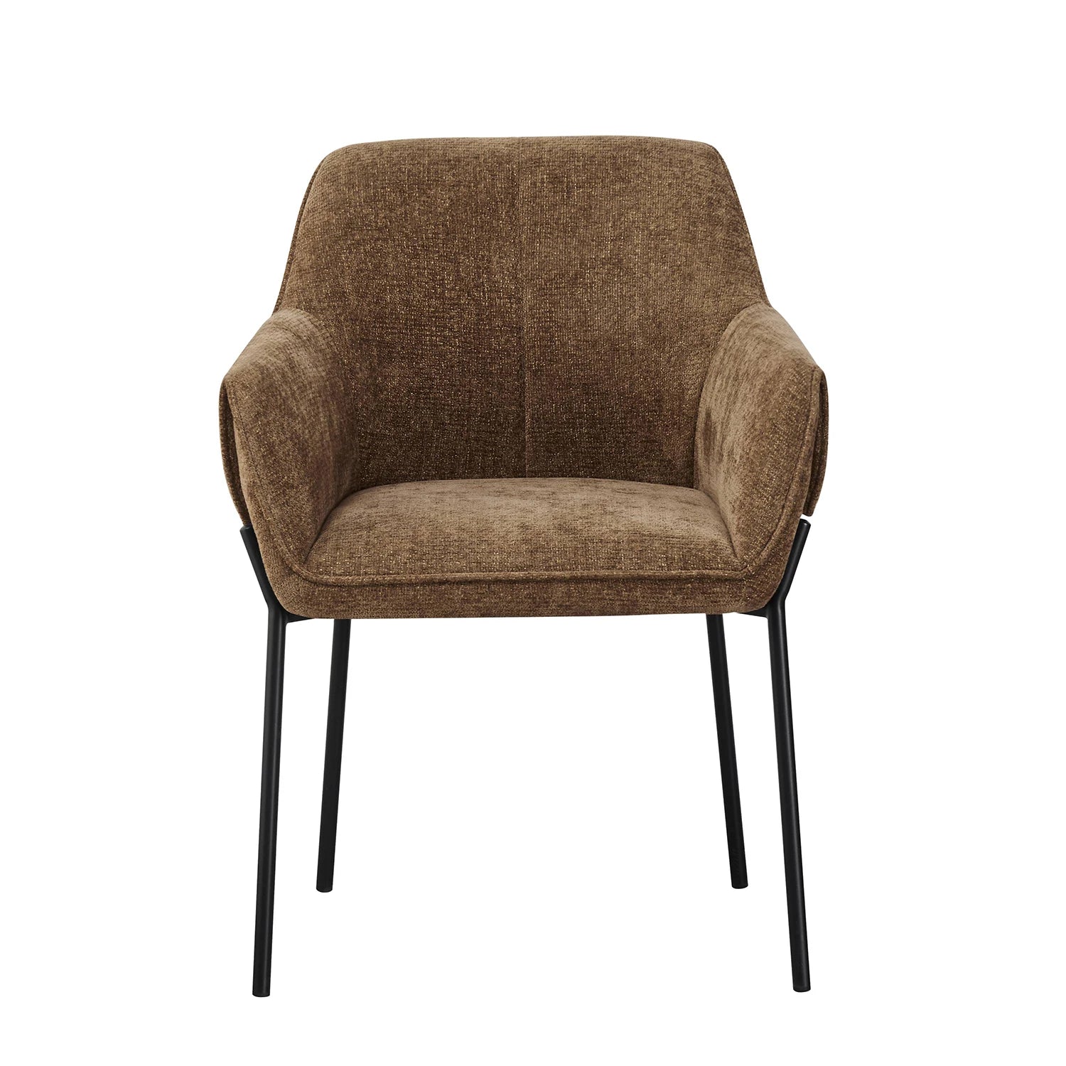 Marlow Brown Fabric Dining Chairs with Black Metal Legs – Set of 4 - Pendle Village Furniture