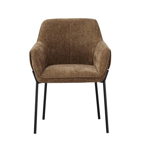 Marlow Brown Fabric Dining Chairs with Black Metal Legs – Set of 4 - Pendle Village Furniture