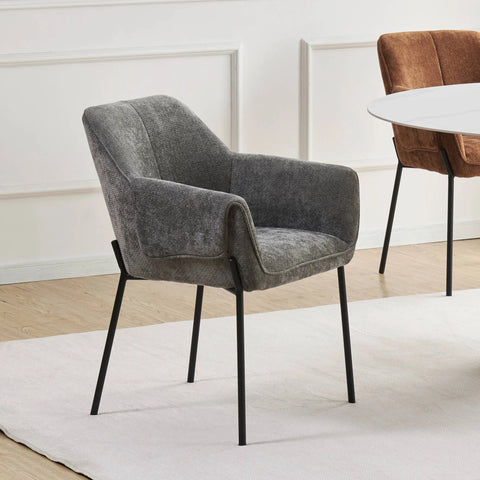 Marlow Grey Fabric Dining Chairs with Black Metal Legs – Set of 4 - Pendle Village Furniture