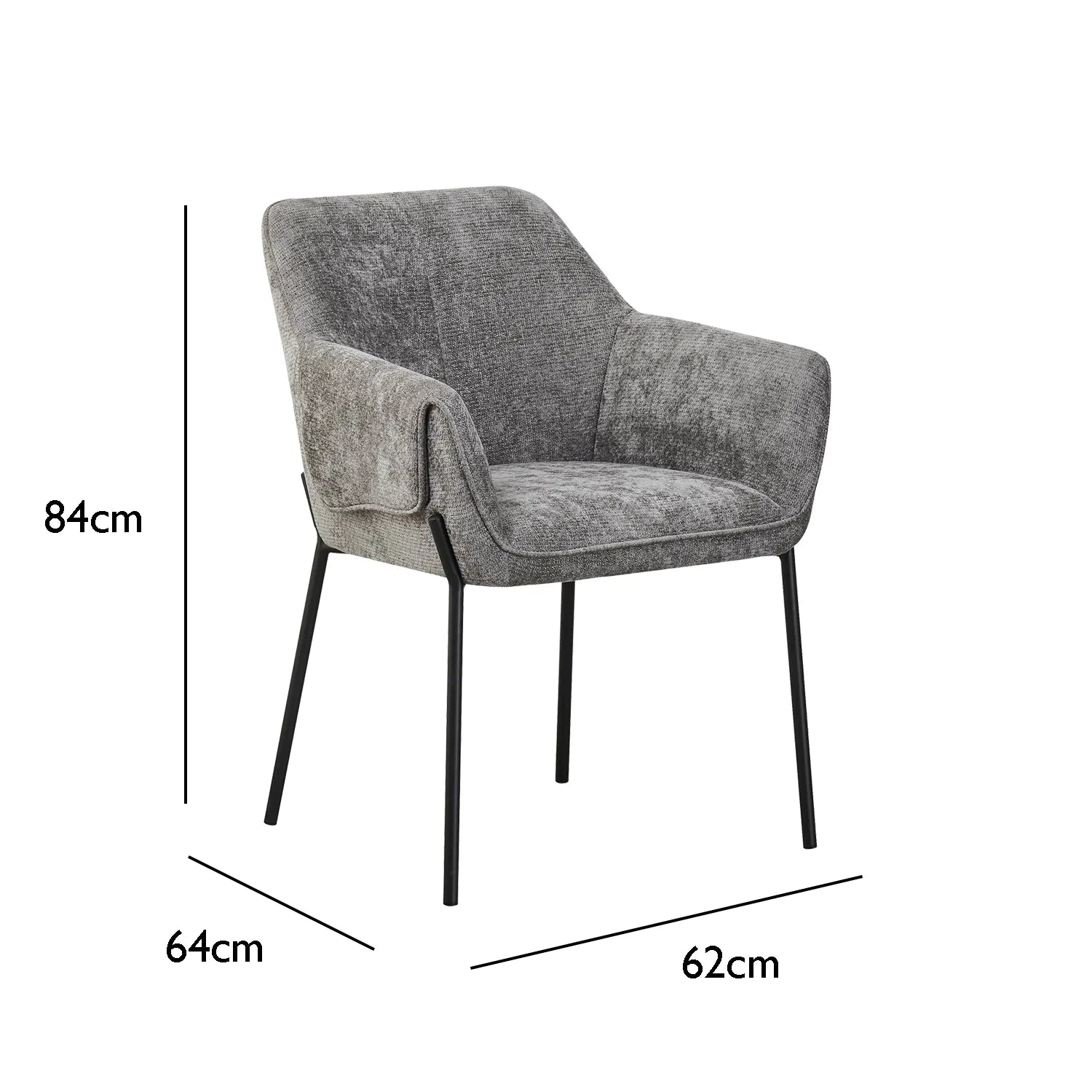 Marlow Grey Fabric Dining Chairs with Black Metal Legs – Set of 4 - Pendle Village Furniture