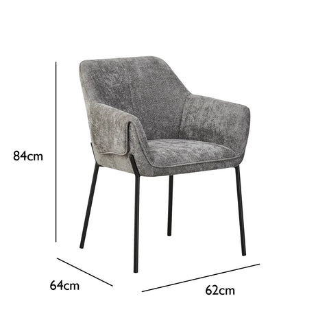 Marlow Grey Fabric Dining Chairs with Black Metal Legs – Set of 4 - Pendle Village Furniture