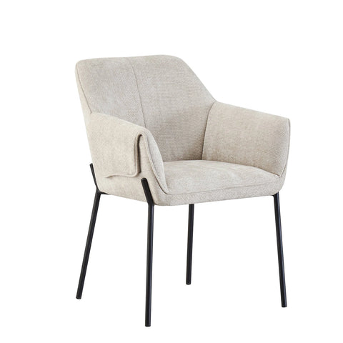 Marlow Natural Fabric Dining Chairs with Black Metal Legs – Set of 4< - Pendle Village Furniture