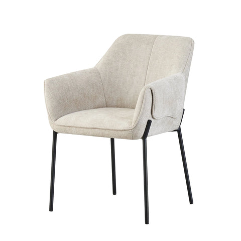 Marlow Natural Fabric Dining Chairs with Black Metal Legs – Set of 4< - Pendle Village Furniture