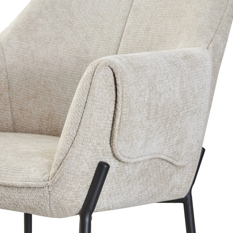 Marlow Natural Fabric Dining Chairs with Black Metal Legs – Set of 4< - Pendle Village Furniture