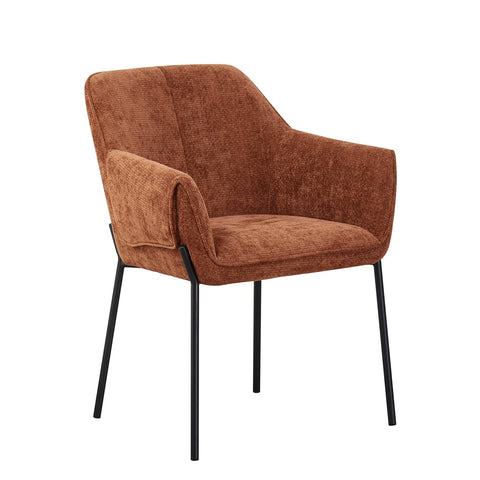 Marlow Rust Fabric Dining Chairs with Black Metal Legs – Set of 4 - Pendle Village Furniture